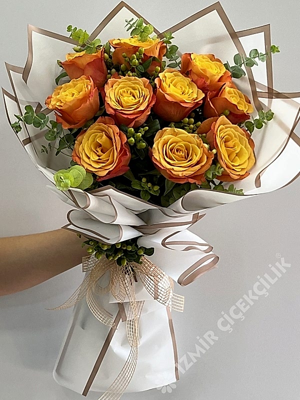 10 Orange Rose Bouquet