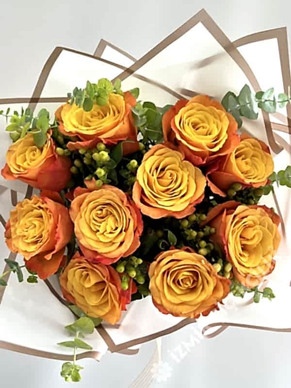 10 Orange Rose Bouquet