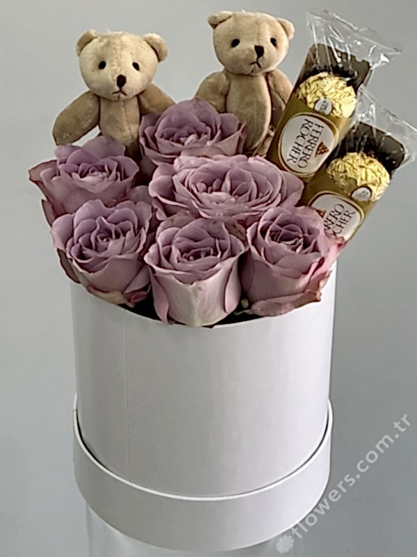 Lilac Rose Chocolate Teddy Box