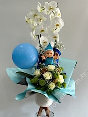 Newborn Baby Boy Flower Design
