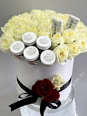 Special White Rose And Chocolate Box