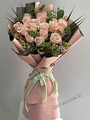 Salmon Pink Rose Bouquet